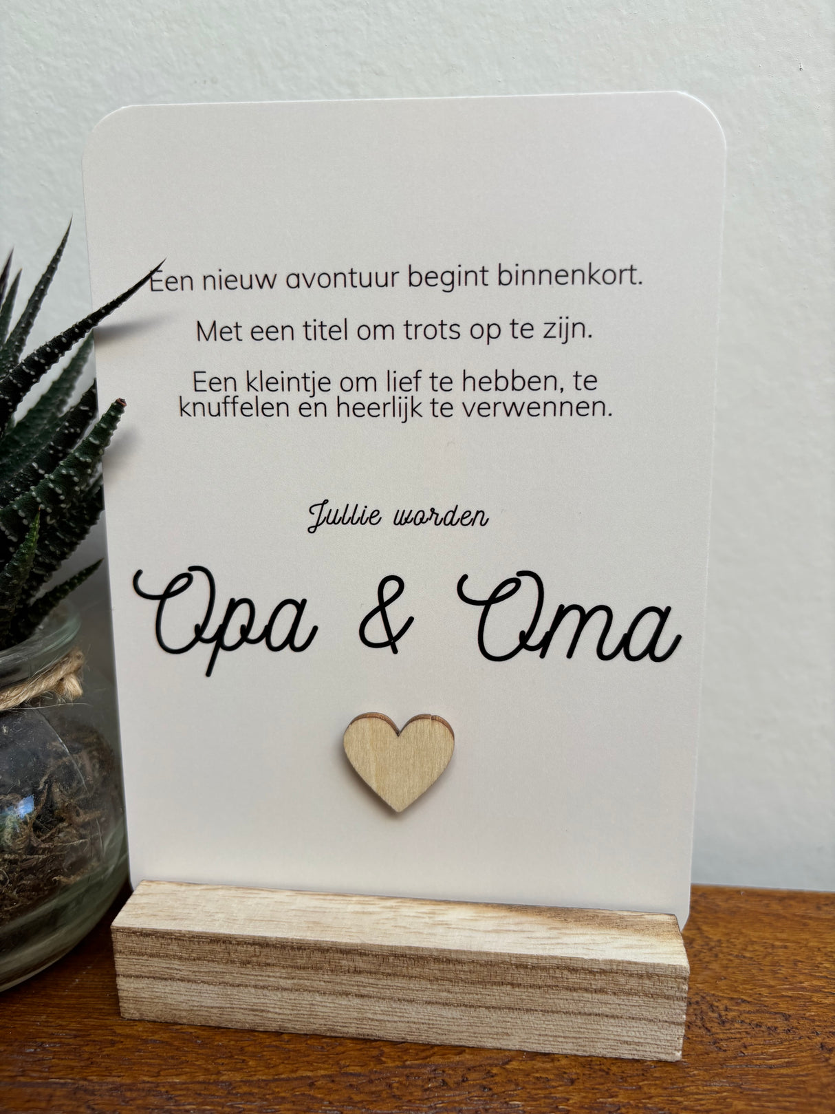 A6 Ansichtkaart • Opa & Oma • Houten Hartje