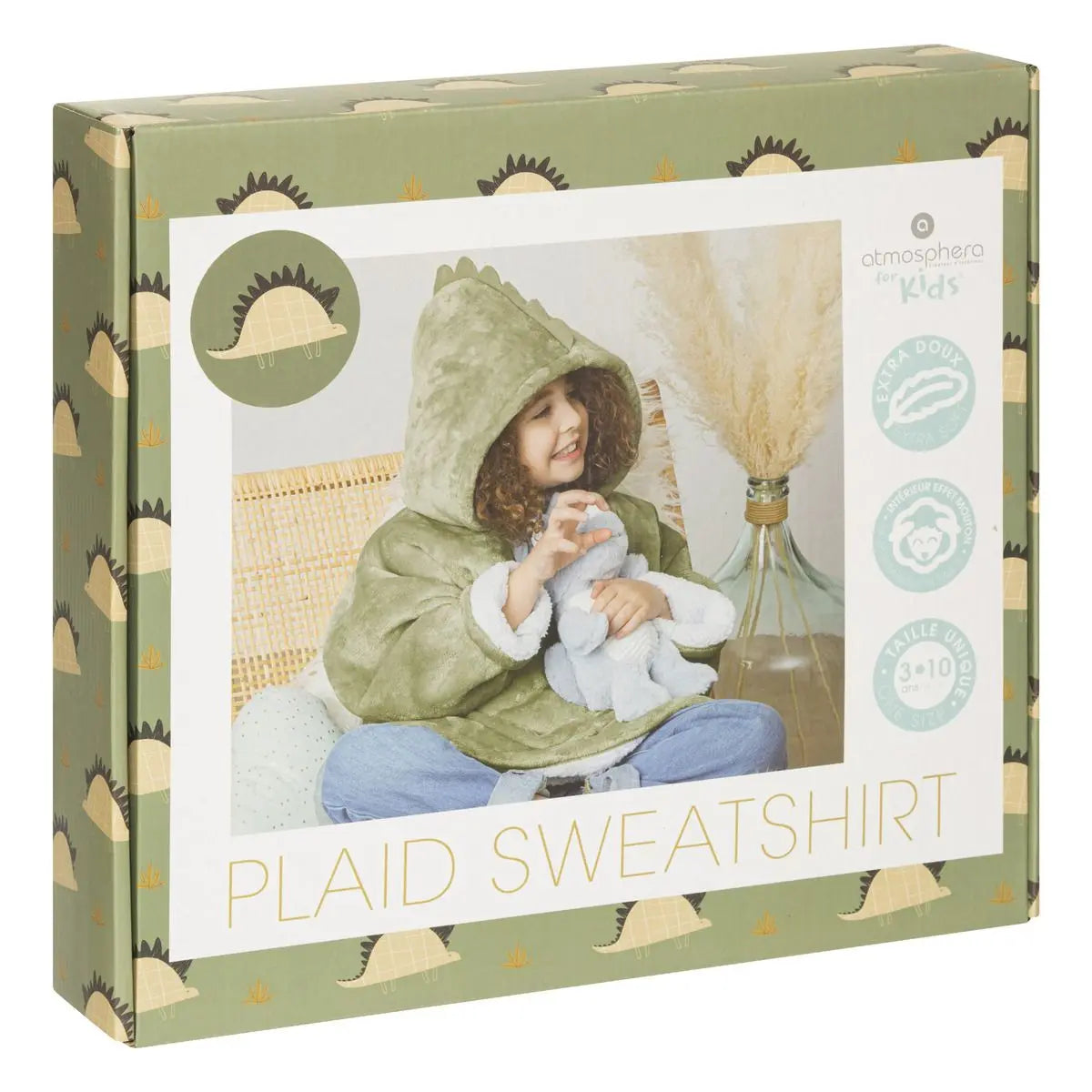 Dino Hoodie Plaid Helloboy groen green