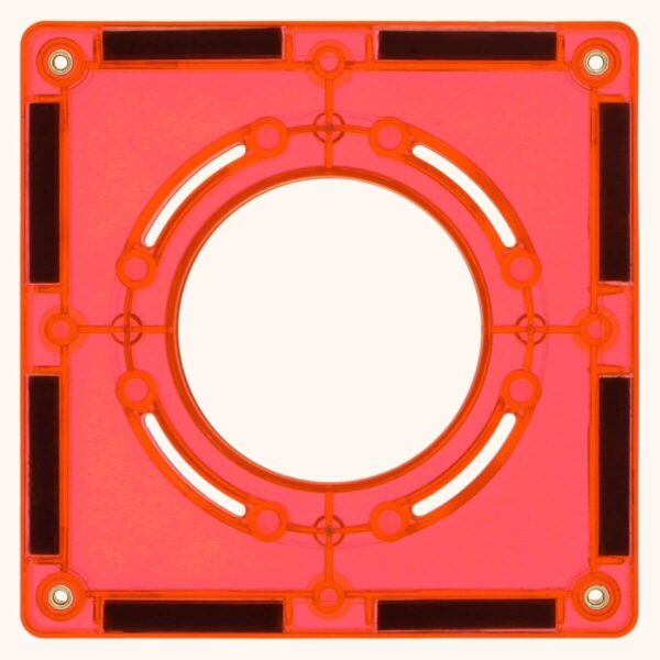 Rode magnetische bouwsteen voor de Coblo knikkerbaan met een ronde opening in het midden.