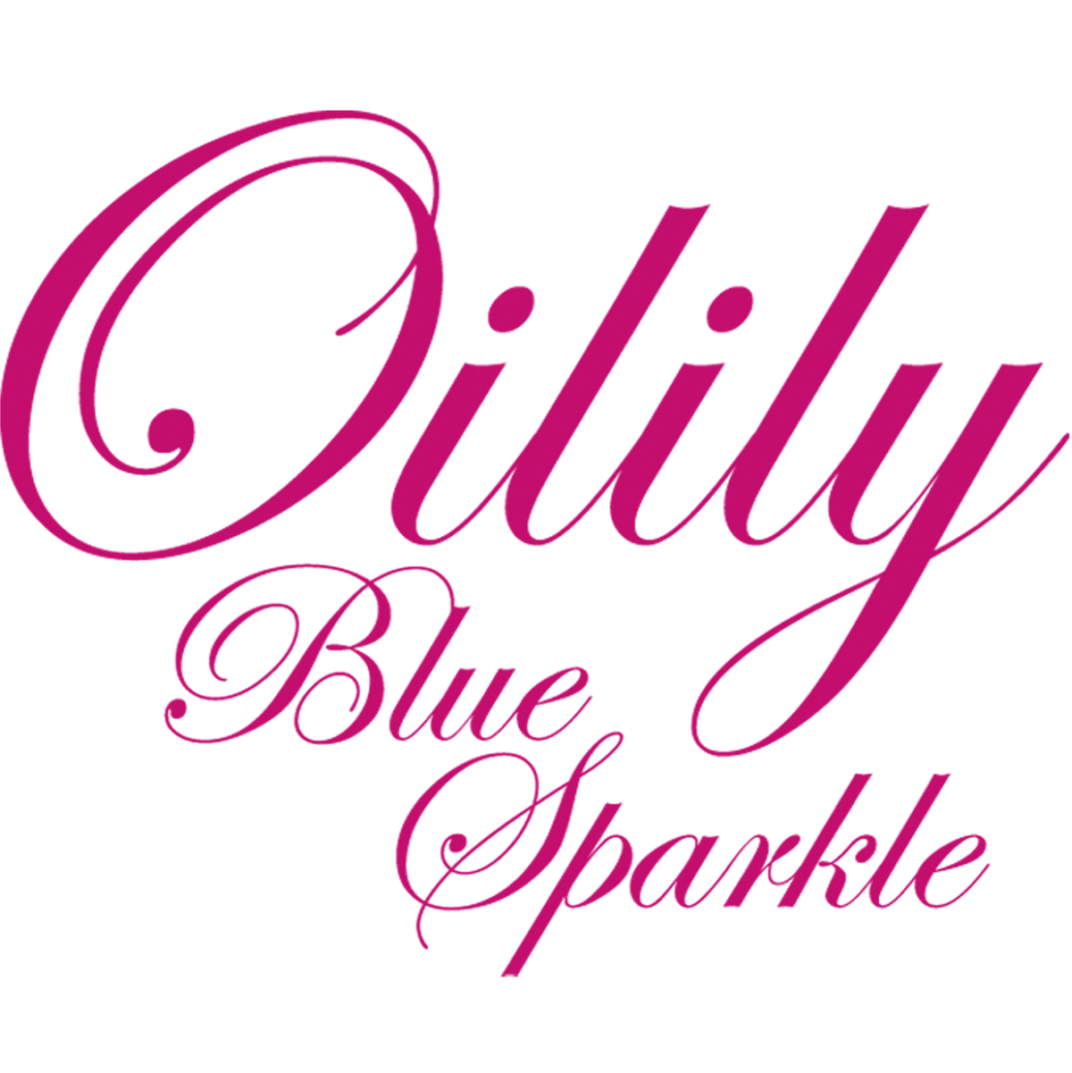 Oilily Blue Sparkle-logo in roze sierletters
