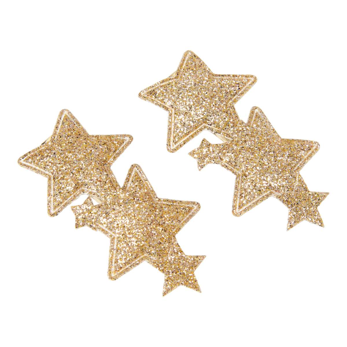 Twee Urfa haarclips in donker goud met grote en kleine glittersterren