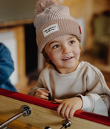 Muts Block Coffee  Hello Hossy bruin kindermuts met pompom