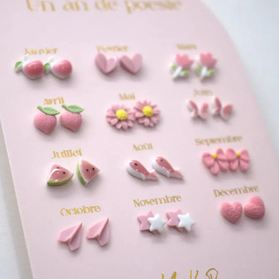 Oorbellen • Roze Thema (12 paar)