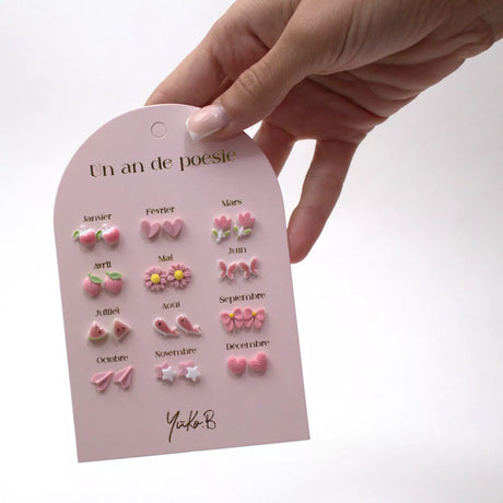 12 paar kinder oorbellen roze yuko b