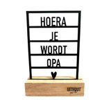 houten kader zwart hoera je wordt opa zwangerschapsaankondiging