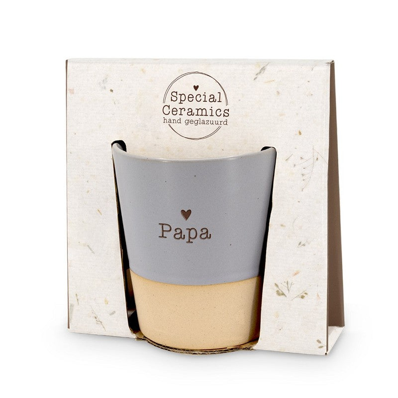 mok koffietas papa hartje blauw keramisch