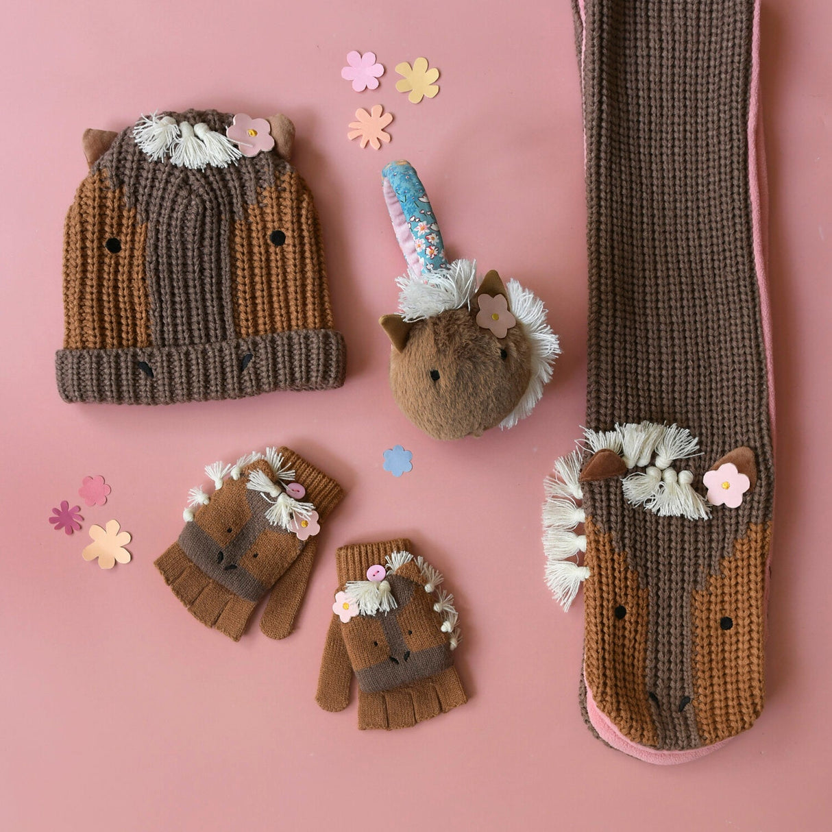 kinderhandschoenen bruin pony paard