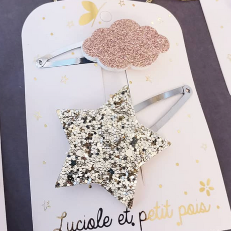 Haarspelden Ster Goud & Wolk • Rosé