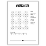 A6 kaart woordzoeker je wordt oma zwart wit