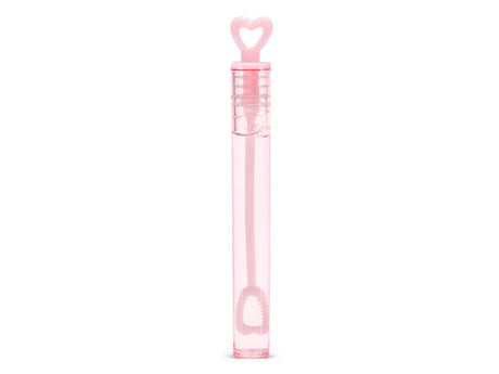 Roze bellenblaas in een doorzichtig buisje met een hartvormige dop.