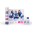 K3 Purple geschenkdoos met lichtpaarse geschenkkoker, poster van K3, douchefoam en handgel