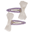 Twee lila haarspeldjes Twist en Strik met witte strikjes, in de kleur Lilac Fever.