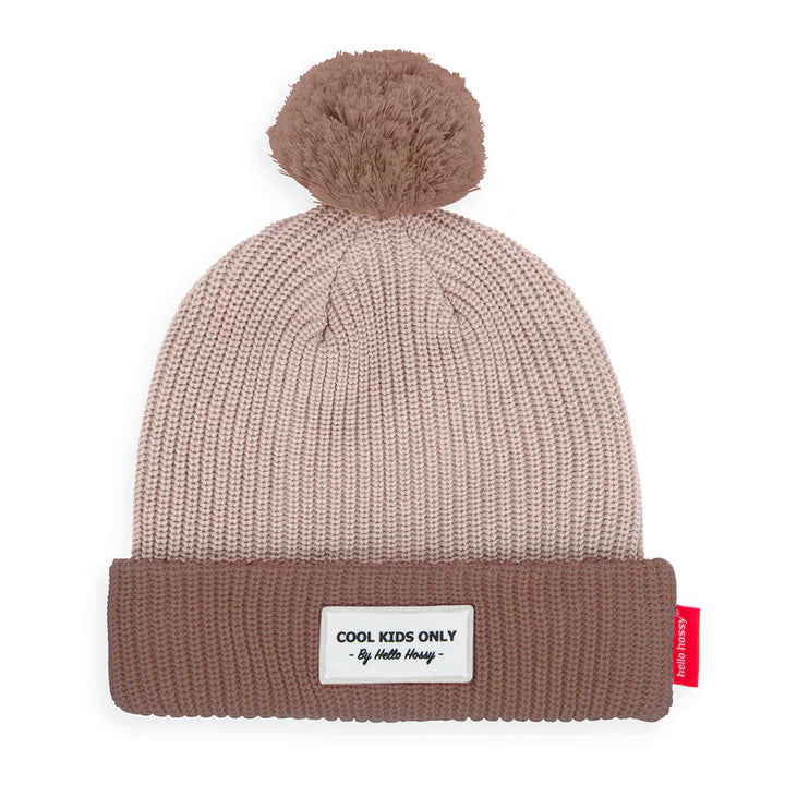 Muts Block Coffee  Hello Hossy bruin kindermuts met pompom