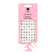 Happy Nails nagelstickers in roze verpakking met kleurrijke figuurtjes en getekende handen.