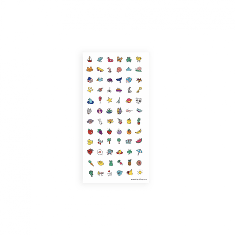 Vel Happy Nails nagelstickers met kleurrijke dieren, fruit, sterren en andere kleine figuurtjes.