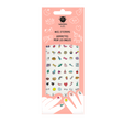 Magic Nails nagelstickers in een roze verpakking met kleurrijke figuurtjes en getekende handen met versierde nagels.