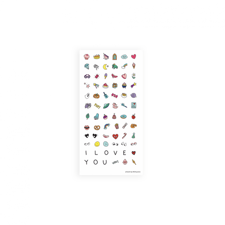 Vel Magic Nails nagelstickers met kleurrijke figuurtjes, hartjes, smileys en letters.