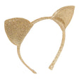 Goudkleurige Undon haarband met glitters en twee kattenoren op een witte achtergrond.