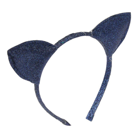 Donkerblauwe Undon haarband met glitters en kattenoren.