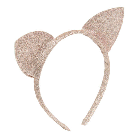 Goudkleurige Undon haarband met glitters en twee kattenoren op een witte achtergrond