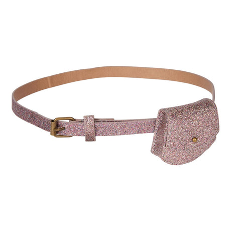 Urfa meisjesriem met multicolor glitters, goudkleurige gesp en klein glittertasje met klep.