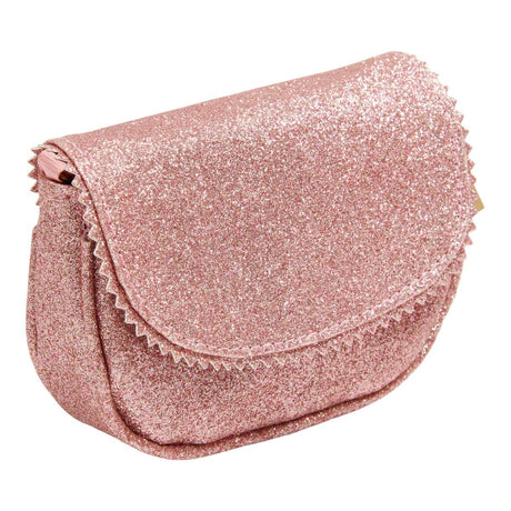 Urfa schoudertas in Dawn Pink met roze glitters, afgeronde klep en gekartelde rand