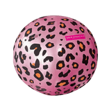 Roze, bolvormige watersproeier met zwarte en oranje panterprint.